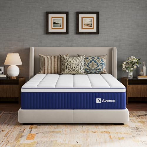 Avenco 12 Inch Queen Hybrid Mattress, Queen Size Mattress with Gel Infused Memory Foam and Smarts Coil Spring, Targeted Support & Pressure Relief, Mattresses in a Box, CertiPUR-US Certified