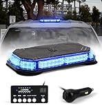 Xprite Blue Rooftop Emergency Strobe Light Bar, Beacon Safety Flashing Police Lights w/Control Panel Magnetic Base for Police Law Enforcement POV Vehicles Trucks