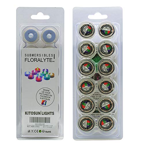 Image of Submersible LED Lights cr2032 Battery Powered Underwater Waterproof LED Tea Light Candles for Events Wedding Centerpieces Vase Floral Xmas Holidays Home Decor Lighting(Pack of 12) (Multi-colored)