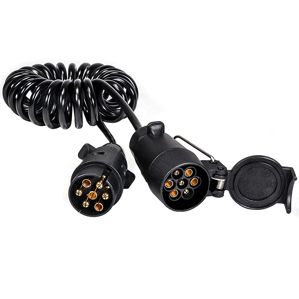 Ejoyous Spina per Rimorchio a 7 Poli, 12V Spina Elettrica per Rimorchio a 7 Poli Impermeabile Tipo N Adattatore per Connettore di Cablaggio a 7 Poli in Plastica Nero