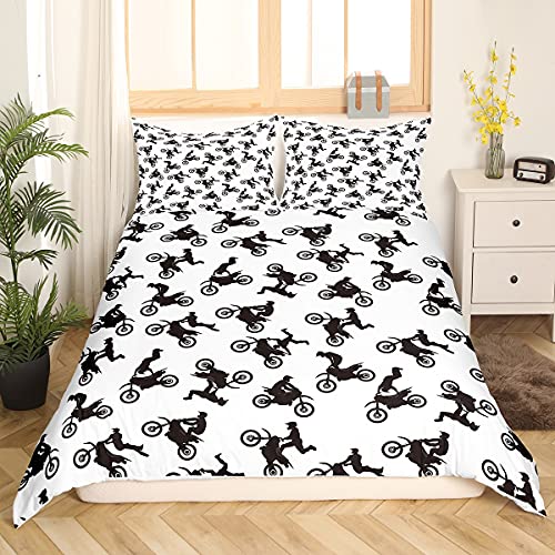 Loussiesd Motocross Rider Bedding Set for Kids Boys Child Extreme Sports Motorcycle Bedding Dirt Bike Motorbike Duvet Cover Boy Bedding Single 2Pcs - Image 3