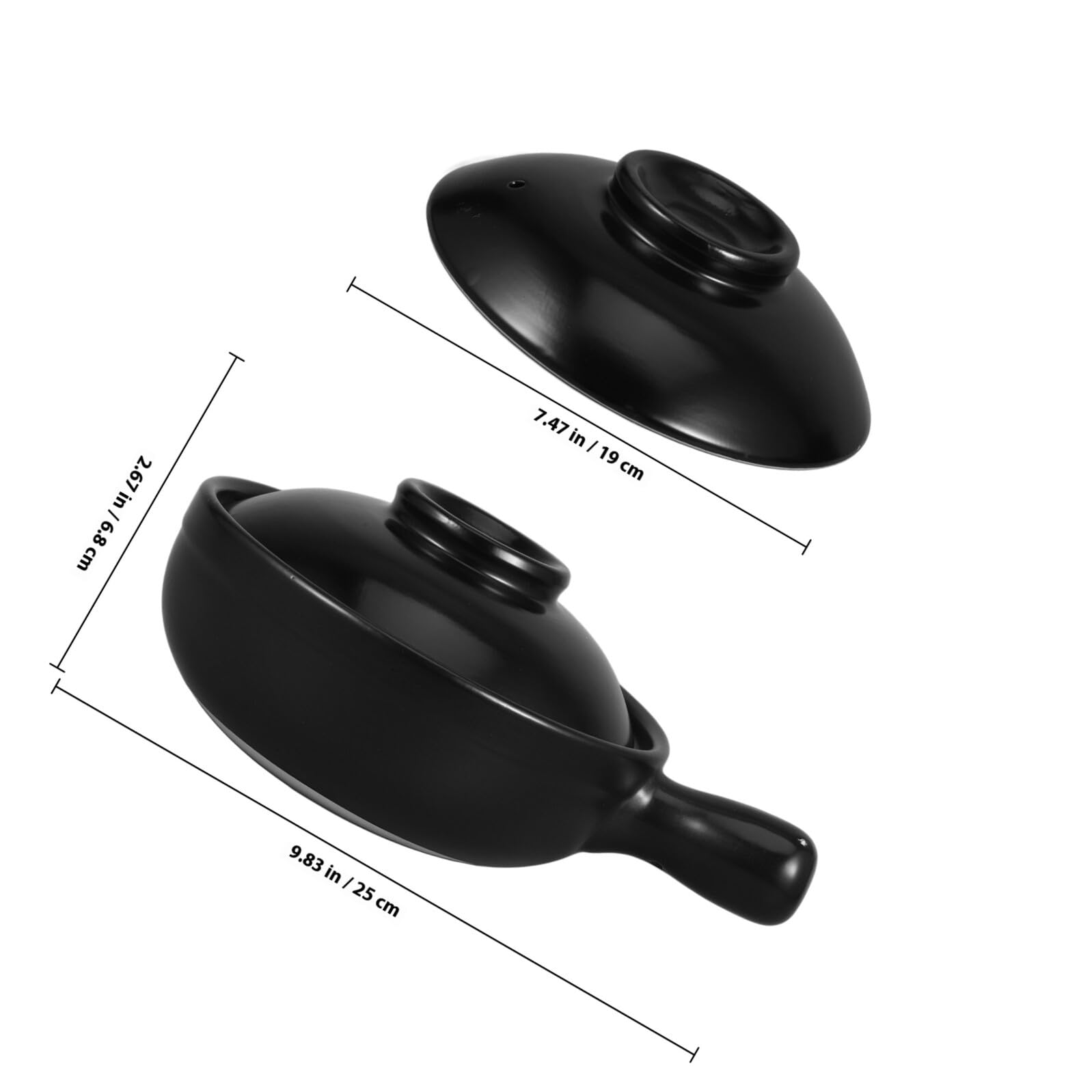 Olla de Barro Tradicional China de 900ml con Tapa, Cerámica | Negra, para Arroz y Gachas, Uso en Cocina y Microondas, Estilo Clásico