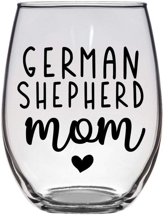 German Shepherd Mom - German Shepard Dog Lover Present Gift - Premium 21oz Stemless Wine Glass