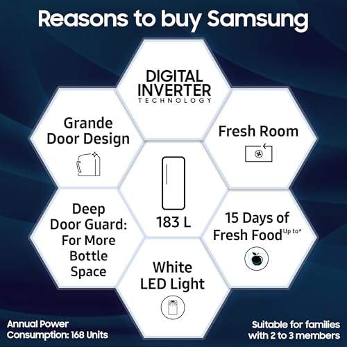 Image of Samsung 183 L, 2 Star, Digital Inverter, Direct-Cool Single Door Refrigerator (RR19H20C2GS /NL, Gray Silver, Single Touch Defrost, 2026 Model)