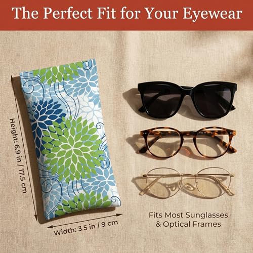 Étui à lunettes en polyuréthane souple finitions rétro et fleurs