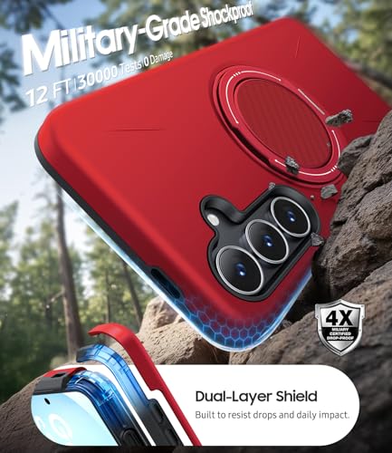 JAME for Samsung Galaxy S25 FE Case, Ring Stand, Shockproof Phone Case Red - image 3