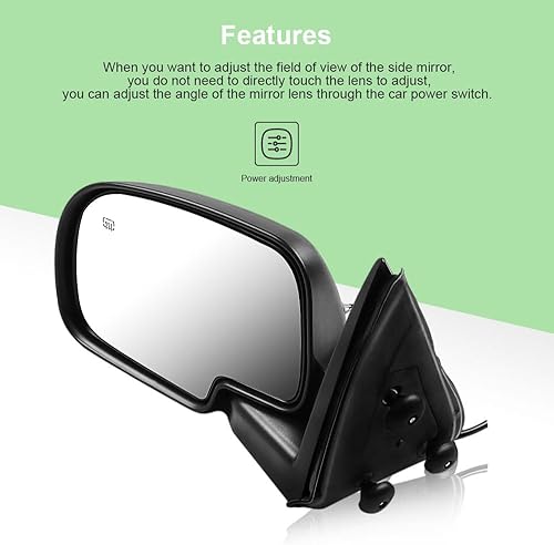 Miniatura 4 de SCITOO Espejo de visión lateral del conductor para Chevy Avalanche 1500 2500 2000-2002 para Chevy Suburban 1500 2500 para Chevy Tahoe para GMC Yukon