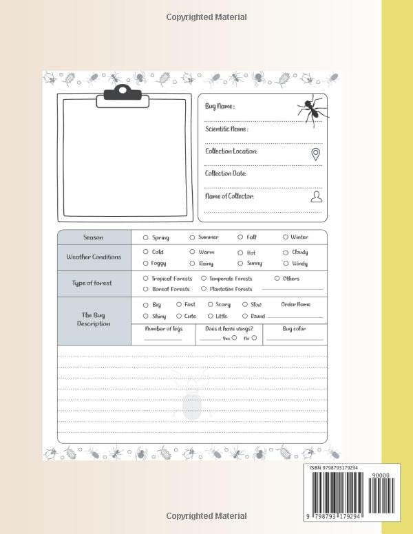 Bug Identification Log Book For Kids: Insect Collectors Notebook - Bug Log Book Insect Nature Journal - Bug Hunter Diary - 8.5 x 11 Inches 120 ... with Light Blue Butterfly and Colorful Bugs. - Image 2