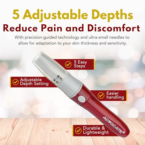 Advocate Lancing Device, Easy-to-Use Lancet Device for Diabetes Testing, Engineered to Reduce Pain, Provides Consistent Blood Samples, Depth Adjustable Lancet Pen, for Diabetics and Caregivers