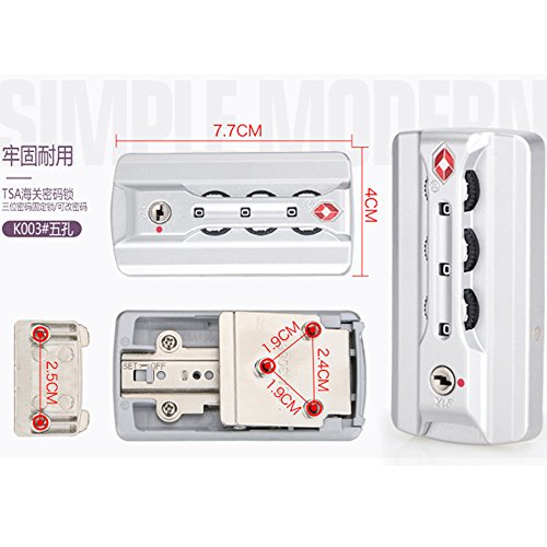 Silver White ABS Password Lock replacement luggage Lock For Suitcase pull rod box trunk suitcase password box Repair for DIY K003# 5 hole Typ (2)