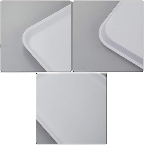 Miniatura 5 de Gloreen Bandeja rectangular de comida rápida, bandejas de café estándar para cafetería, 17.2 x 13.5 pulgadas, juego de 4 (blanco)