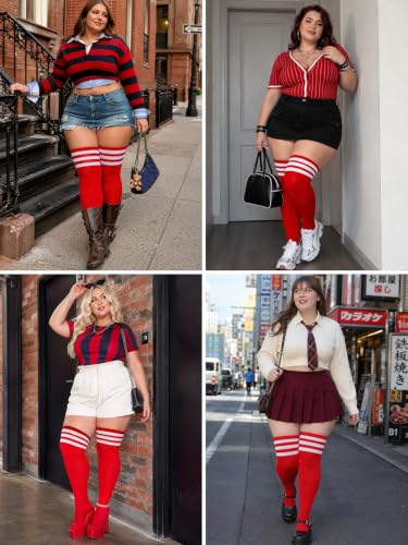 Image of LOUSGUTA Plus Size Thigh High Socks for Thick Thighs- Extra Long Womens Cable Knitted Over Knee High Leg Warmer