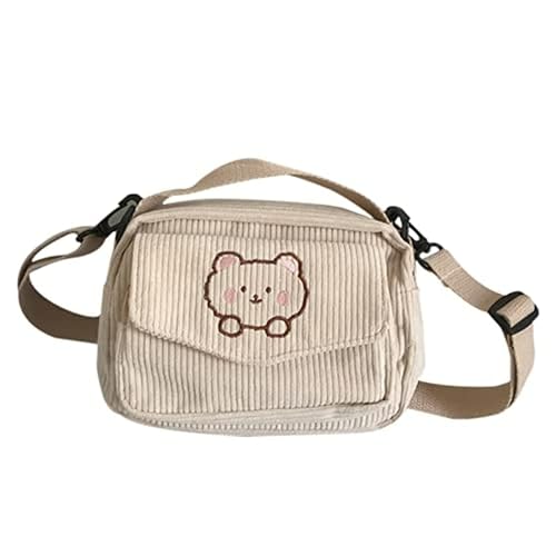 GGOOB Kawaii Purse Crossbody Bag and Wallet - Corduroy Purse - Beige