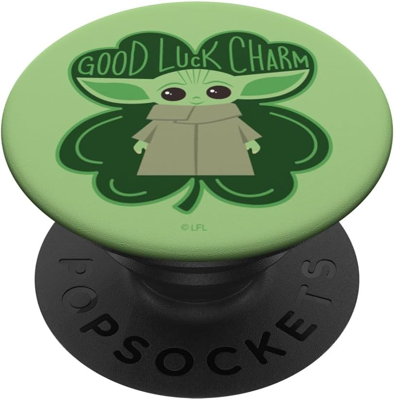 The Mandalorian The Child Good Luck Charm Green Shamrock PopSockets MagSafe PopGrip for iPhone