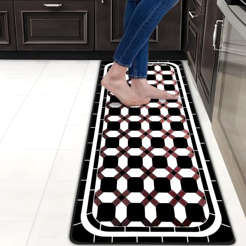 Image of SITTELLA Geometric Print Kitchen Floor Mat 45x150 CM, Waterproof & Anti Slip | Soft Washable Kitchen Runner | Anti Skid Floor Mat for Kitchen, Home & Dining Area