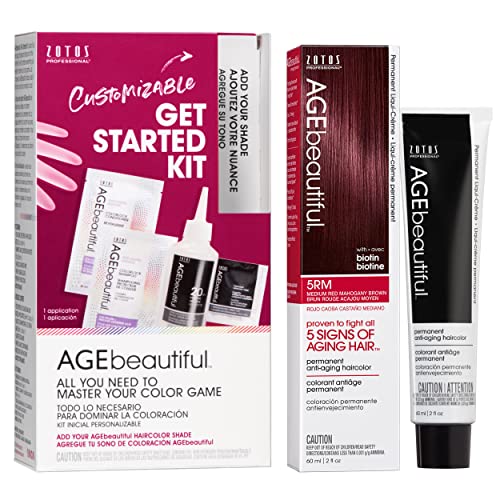 Image of AGE beautiful Permanent Hair Color Cream, 100% Gray Coverage Hair Dye with Biotin Anti-Aging Formula for Fuller, Thicker Hair, Professional Salon Quality