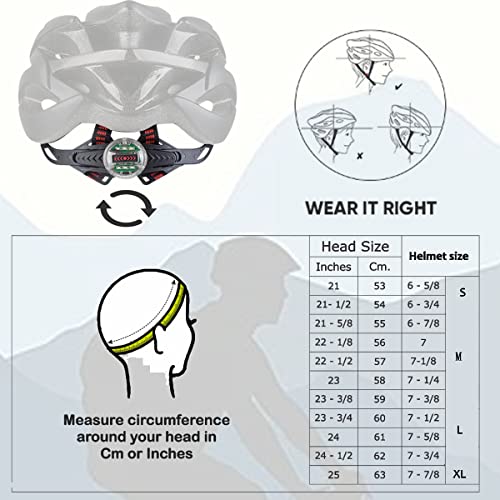 Kingbike Ultralight Bike Helmet With Safety Rear Light+Detachable Visor, Comortable Pads For Adults Men And Women,Child,Youth,Multi-Colors (S/M/L/Xl) (Black&Green, Adult(59-63Cm)) #TOP7