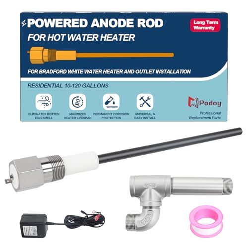 Powered Titanium Anode Rod Compatible with Bradford White Water Heaters