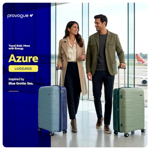 Image of Provogue Azure Hard-Sided PP 55 Cm Cabin Luggage Suitcase | Expandable Space with 8 Wheels Trolley Bags for Travel | Lightweight with Combination Lock | 5 Year Warranty (Laurel Green /Hunter Green)