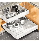 BDZBREN Pull out cabinet organizer with expandable (11.7"-19.7") heavy-duty slide-out drawers for...