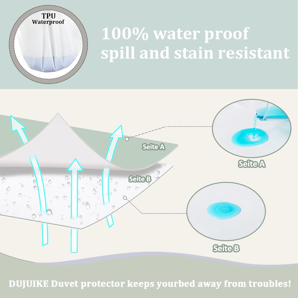 DUJUIKE Copripiumino Impermeabile, Copripiumino, Copripiumino Impermeabile, Anti-incontinenza, Adatto per animali domestici, (Verde, 220 x 230 cm)