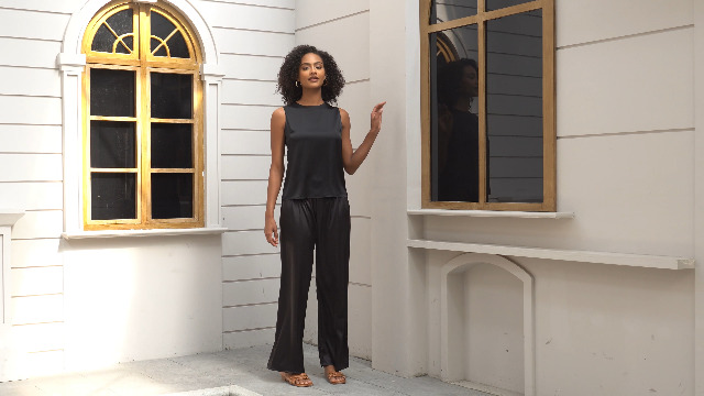 Wantschun Womens Wide Leg Pajama Pants Satin Silk Casual