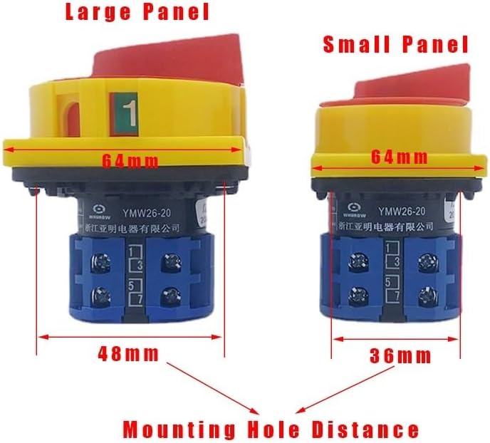 20A and 25A Off-ON 4 Poles Disconnect Isolator Switches LW26GS CA10 48x48mm 64x64mm Padlock Rotary Cam Switch(25A 64x64mm Panel)