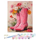Miairivy DIY Paint by Numbers Kit for Adults & Beginners, Flowers in The Boots Easy Paint by Number Kits, 16 X 20 inches Large Size Colorful Canvas for Home Decor