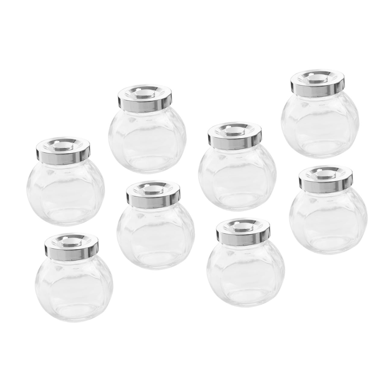 Veemoon Set 8 Barattoli in Vetro Chiusura Ermetica da 180 Ml Contenitori per Alimenti e Tè Trasparenti e Compatti per Conservare Frutta Secca e Caramelle in Cucina