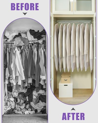 Clear Garment Bags for Hanging Clothes 12 Packs Suit Bags for Closet Storage Hanging Clothes Plastic Garment Bags Dress Bag for Suits, Coats 24\'\' x 40\'\'