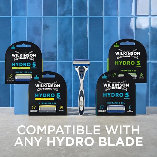 Wilkinson Sword Hydro 5 Skin Protection Razor, Carbon Coated 5 Blades, Hydrating Gel, Flip Trimmer, 1 Handle + 13 Refills, Men's - Image 6