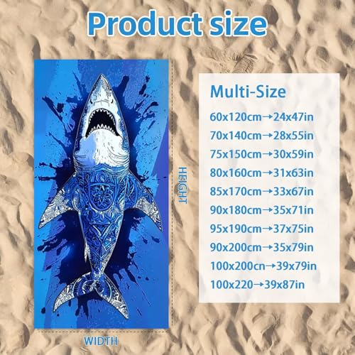 Drap de plage bleu anti-sable portable et léger 100x200