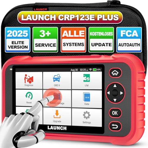 LAUNCH CRP123E Plus OBD2 Diagnosegerät Scanner Alle Systeme für ENG/at/ABS/SRS/Door/EPB/EES/Armaturenbrett etc, mit 3 Rückstellservice SAS, Öl-Reset, elektrische Drosselklappe neu Lernen