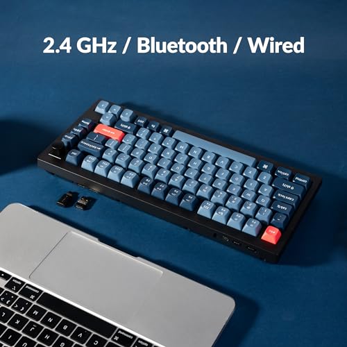 Image of Keychron V1 Max 75% RGB Custom Mechanical Keyboard, 2.4Ghz /Bluetooth 5.1 /Wired QMK /VIA Programmable Macro, Hot-Swappable Gateron Jupiter Brown Switch Gasket Mount for Mac Windows Linux