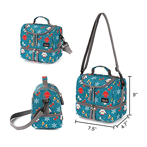 Tilami Lunch Bags Insulated Adjustable Strap Zipper, Water-Resistant Cooler Bags, Bento Bags For Kids Toddlers, Snowday #TOP3