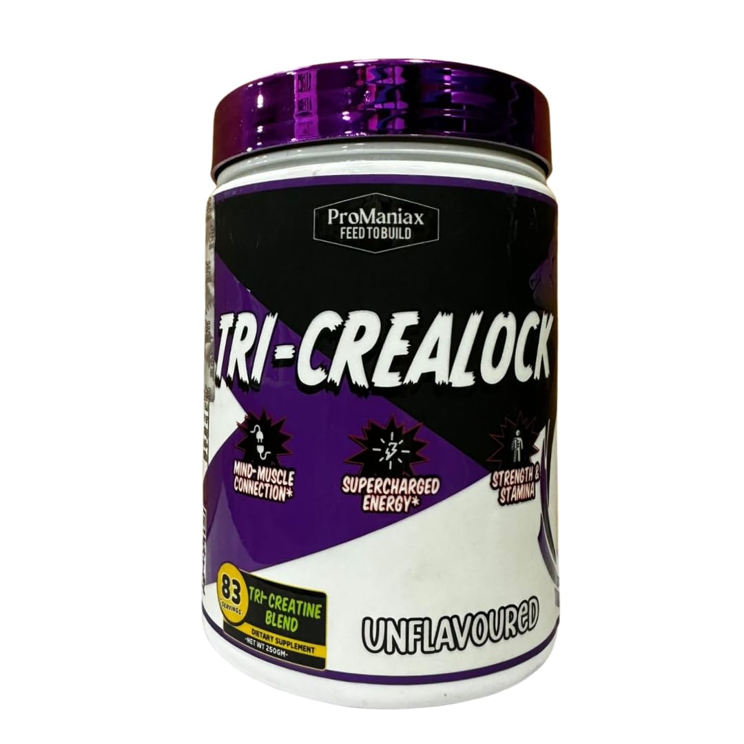TRI-CREALOCK Unflavoured Tri-Creatine Blend (250gm) with Mind Muscle Connection, Supercharged Energy, Strength & Stamina-image-26