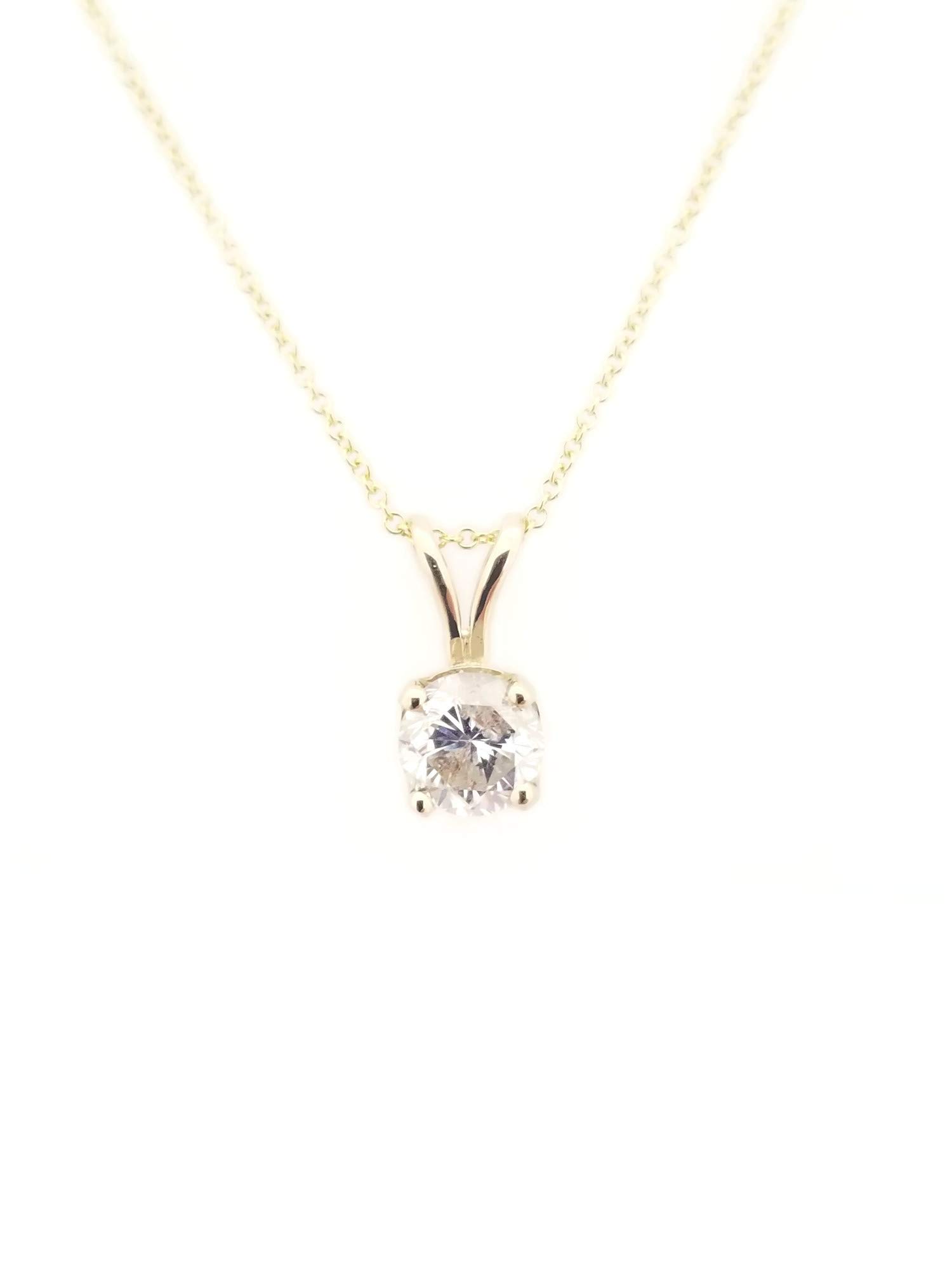CERTED DIAMONDSGIA 0.80 Carat Round Diamond Pendant 14k Gold Necklace