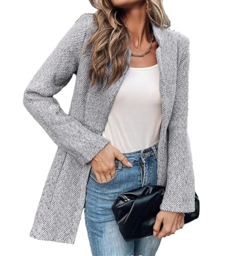 Women's Casual Open Front Coat Long Sleeve Lightweight Jacket With Pockets Simple Outerwear