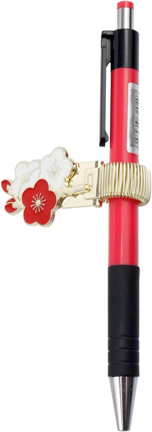 2pcs Metal Pen Clip Holders, Red Flower image 4