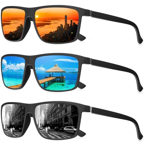 Polarized Sunglasses for Men Rectangular Frame Men's Polarized Sunglasses Sports Sunglasses with UV400 Protection