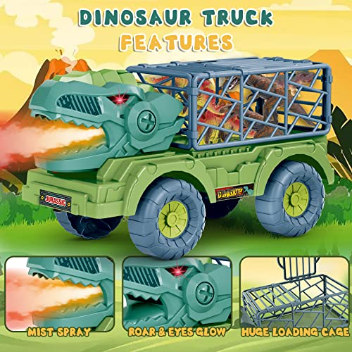 Cewuky Dinosaur Toys For Kids 3-5,Dinosaur Transport Car Carrier Truck Toys With 10 Dino Figures,22 In 1 Dinosaur Playset Toy Truck With Light&Roaring,Dinosaur Eggs,Activity Play Mat For 34567+ Boys #TOP3