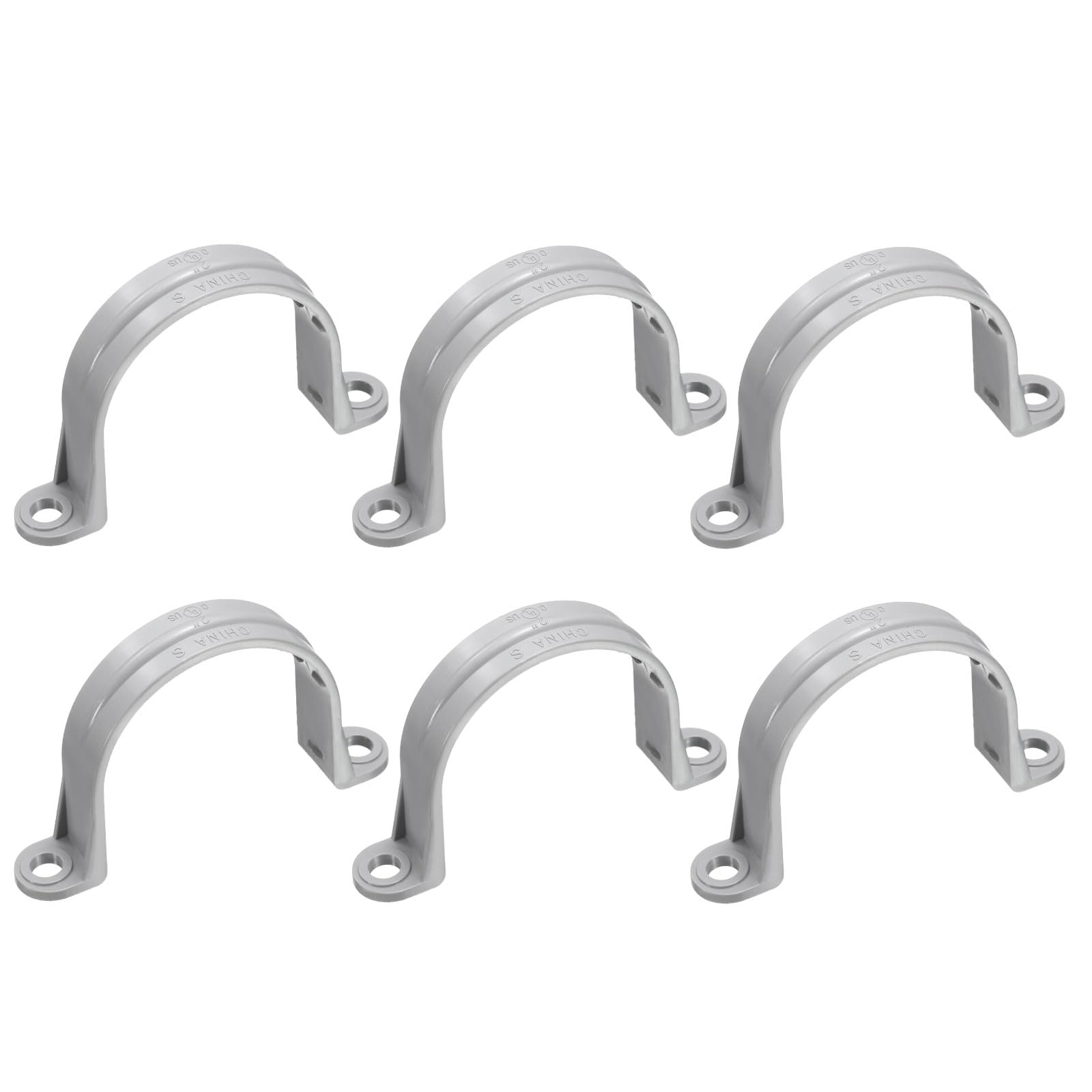 Sangles de tuyau en PVC de 5,1 cm uxcell à 2 trous pour fixation de tubes gris x6