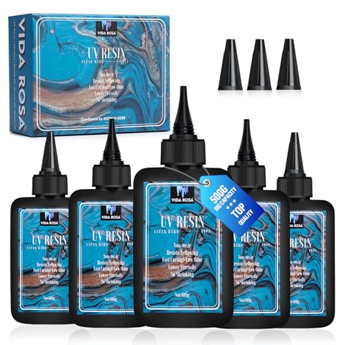 VIDA ROSA 500G UV-Harz Upgrade-Set mit hoher Glanz, hoher Härte und schnelldurchtrocknendem Epoxidharz, geeignet für Beschichtung, Gießen, Armbänder, Schmuckherstellung und DIY-Kunsthandwerk.