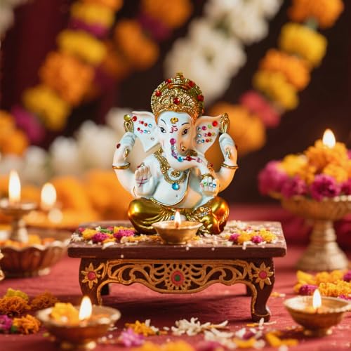 Estatua de Lord Ganesha 5.6 pulgadas Tono Dorado miniatura 6
