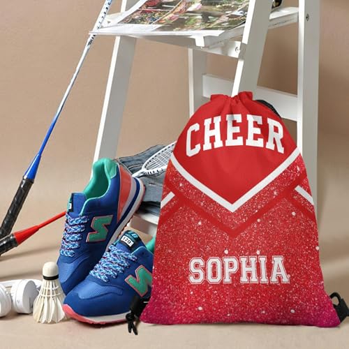Cheer Red Personalized Drawstring Sackpack Backpack String Bag Sports Gym Bag for Girls Waterproof Yoga Competition Bag2