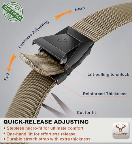 Image of BULLIANT Men Tractical Belt,Stretch Western Rigger Web Belt For Cowboy Military Heavy Duty Hiking Hunting 1.5 inch-Cut For Fit