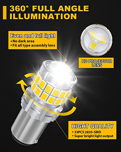 Gosmy 9V-30V 1157 Led Brake Light Bulbs Super Bright 7528 1016 1034 2057 2357 Bay15D Led Bulbs With Projector Replacement For Back Up Reverse/Tail Brake Lights 6000K-6500K Xenon White (Pack Of 2) #TOP1