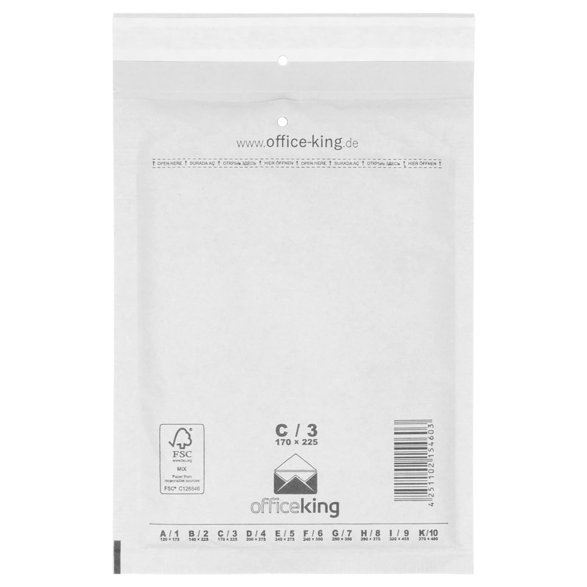 officeking 100 sobres acolchados con burbujas C3, color blanco, 170 x 225 mm, DIN A5, acolchados, color blanco