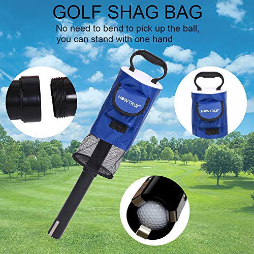 How True Golf Ball Retriever, Portable Shag Bag Golf Ball Pick Up With Removable Plastic Tube, Pocket Shagger Storage, Blue #TOP3