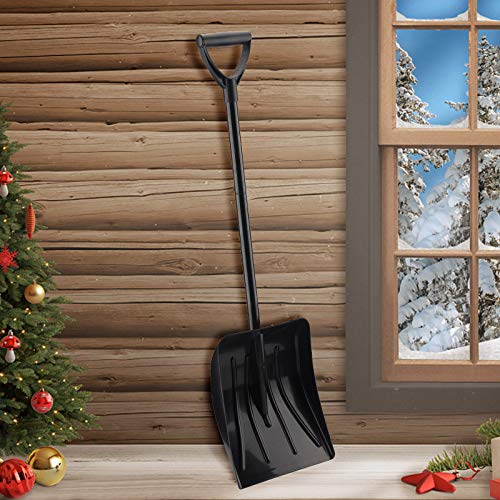 Snow Shovel Metal, Snow Shovel Metal Blade Fiberglass Handle, Winter Telescopic Snow Shovel Multifunctional Portable Snow Shovel, Great to Clear Snow, Tidy Up The Courtyard (Black)
